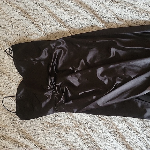 Black Silk Thigh Slit Cocktail Dress - Picture 3 of 4